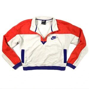 Nike Sportswear Sherpa Half Zip Jacket Top Womens Lrg Cropped Sweater Sweatshirt